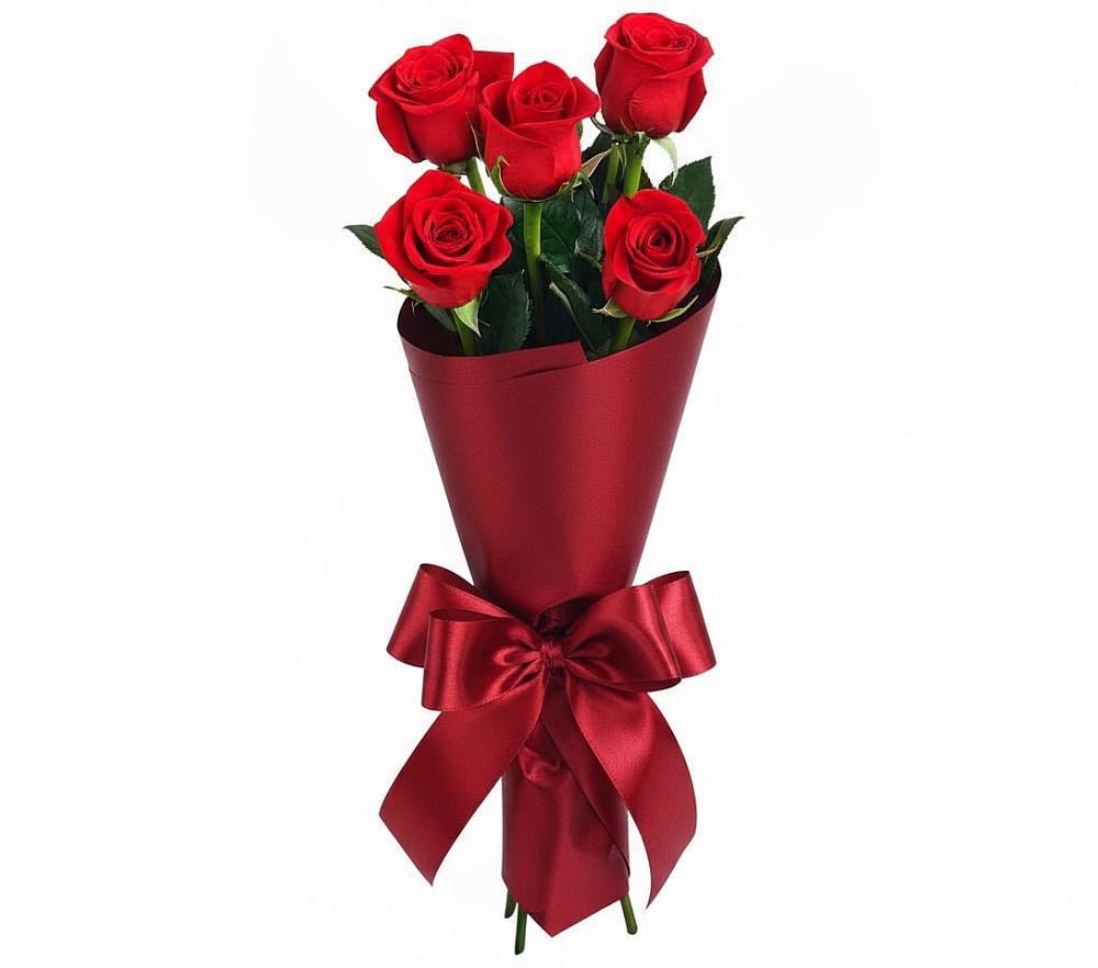 Букет 5 Красных роз Эдлесс Лав в Щёлково