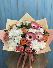 Букет цветов из:  Розы, Герберы и Хризантемы в Щёлково
