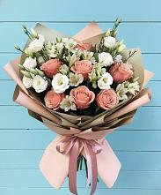 Букет цветов из:  Розы, Альстромерии и Лизиантусы в Щёлково