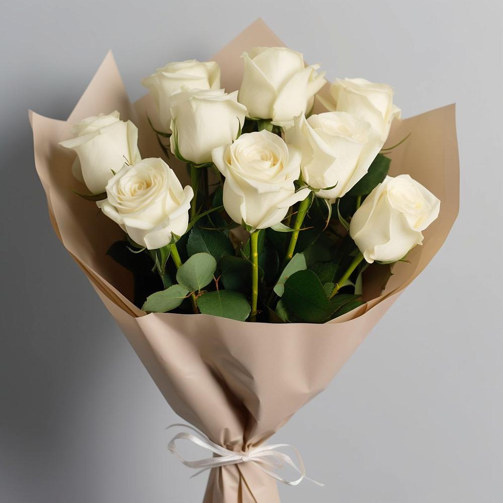 Букет 9 Белых роз Эдлесс Лав в Щёлково