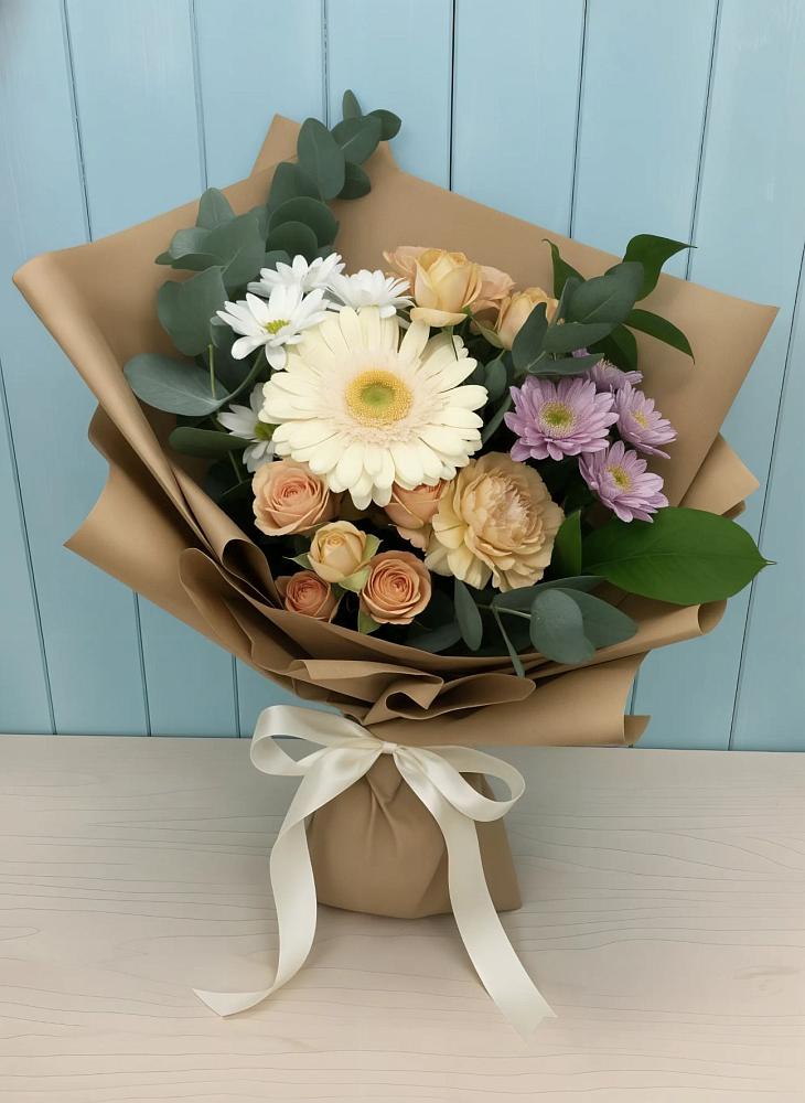 Букет цветов из: Герберы и Хризантемы в Щёлково