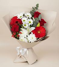 Букет цветов из:  Розы, Хризантемы, Герберы и Лилии в Щёлково