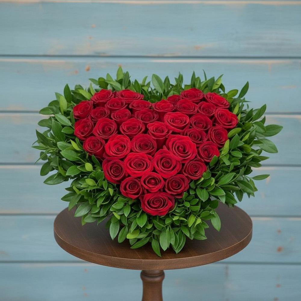 Цветочная композиция из Розы в виде сердца в Щёлково