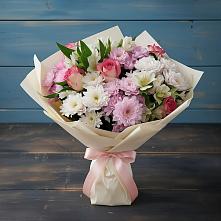 Букет цветов из:  Хризантемы, Альстромерии и Розы в Щёлково