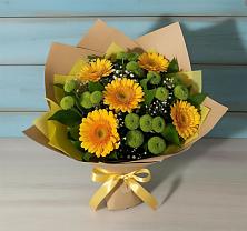 Букет цветов из:  Герберы и Хризантемы в Щёлково
