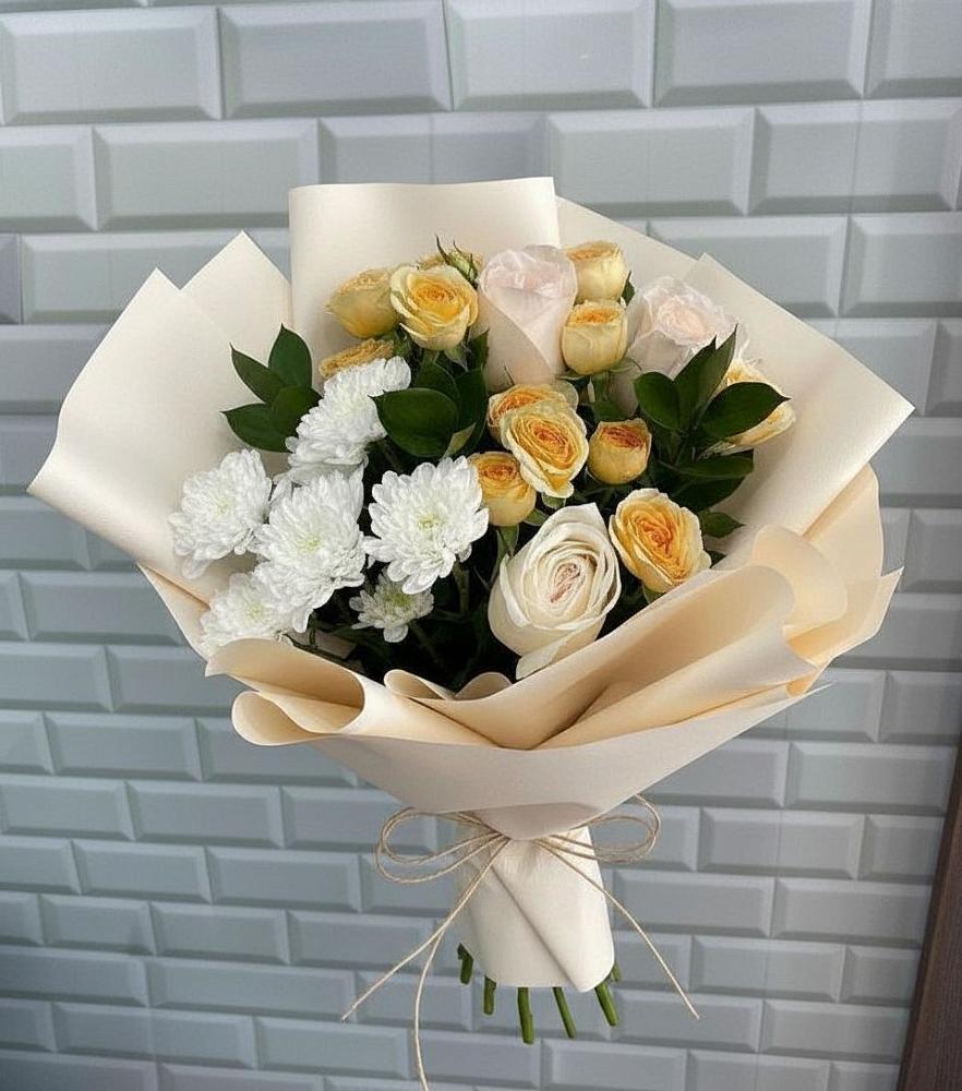 Букет цветов из: Розы и Хризантемы в Щёлково