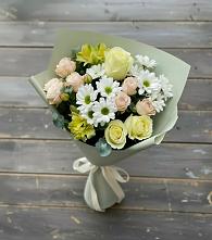 Букет цветов из:  Альстромерии, Розы и Хризантемы в Щёлково